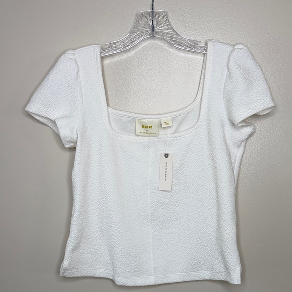 Maeve by Anthropologie White Textured Square Neck Top, New With Tags,White Knit - Picture 10 of 16